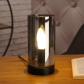   Asztali üveg lámpa, 22 cm, füstszínű - Olly Globo 21002T, 1xE14 foglalattal