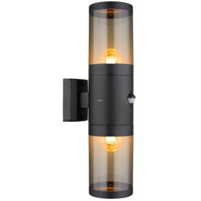   Kültéri mozgásérzékelős fali lámpa 2 foglalattal - Xeloo Globo 32014-2BSS