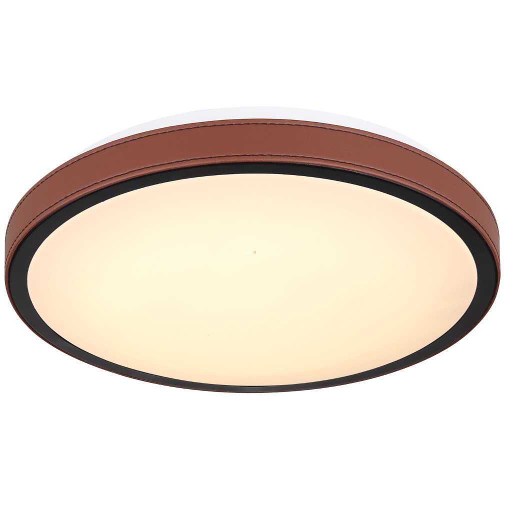 Szabályozható mennyezeti LED lámpa barna műbőr kerettel, 30 cm, hidegfehér-melegfehér (Sammi)