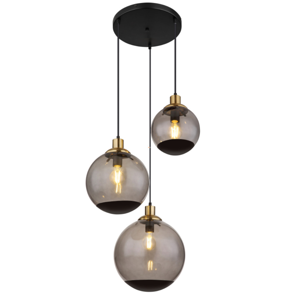 Függesztett lámpa különböző méretű üveggömbökkel, 3 foglalattal (Potter)