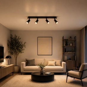 Spot lámpa 4 foglalattal, matt fekete - Drew Globo 57998-4