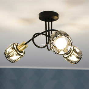   Mennyezeti lámpa füstszínű kristály berakással - Indiana Globo 54357-3B