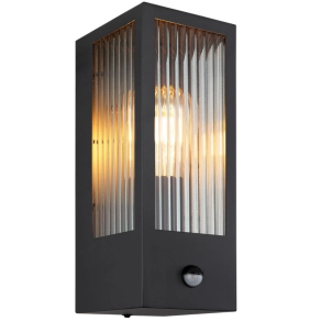   Kültéri mozgásérzékelős fali lámpa bordázott üveggel - Gundula Globo 31980S