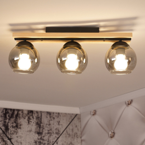   Mennyezeti lámpa 3 foglalattal, füstszínű - Conni Globo 15569-3D