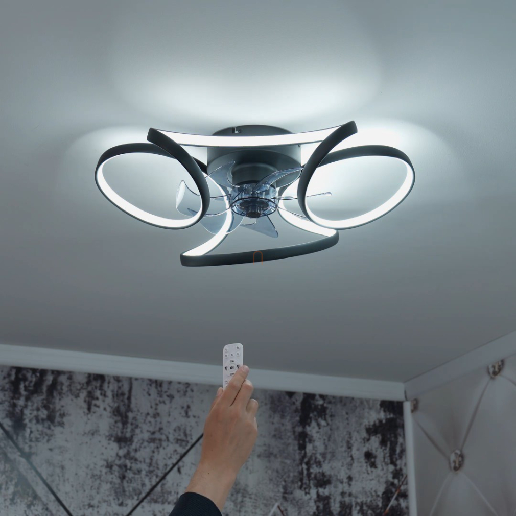 Szabályozható ventilátoros mennyezeti LED lámpa távirányítóval, szalag hatású - Loris Globo 03638