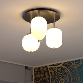   Mennyezeti lámpa 3 különböző üveg búrával - Blacky I Globo 15345-3DNO