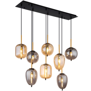   Függesztett lámpa 8 foglalattal, borostyán-füstszínű - Blacky Globo 15345-8A