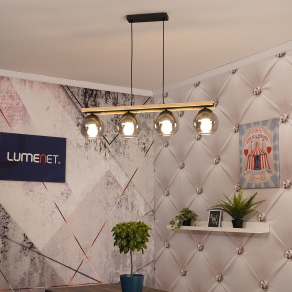   Füstszínű függesztett lámpa, üveg - Conni Globo 15569-4H