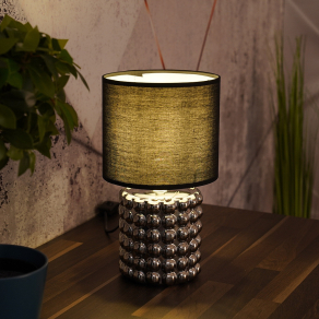   Kerámia asztali lámpa, krómozott, 33 cm - Valentino Globo 21626C, 1xE14 foglalattal, 230 V