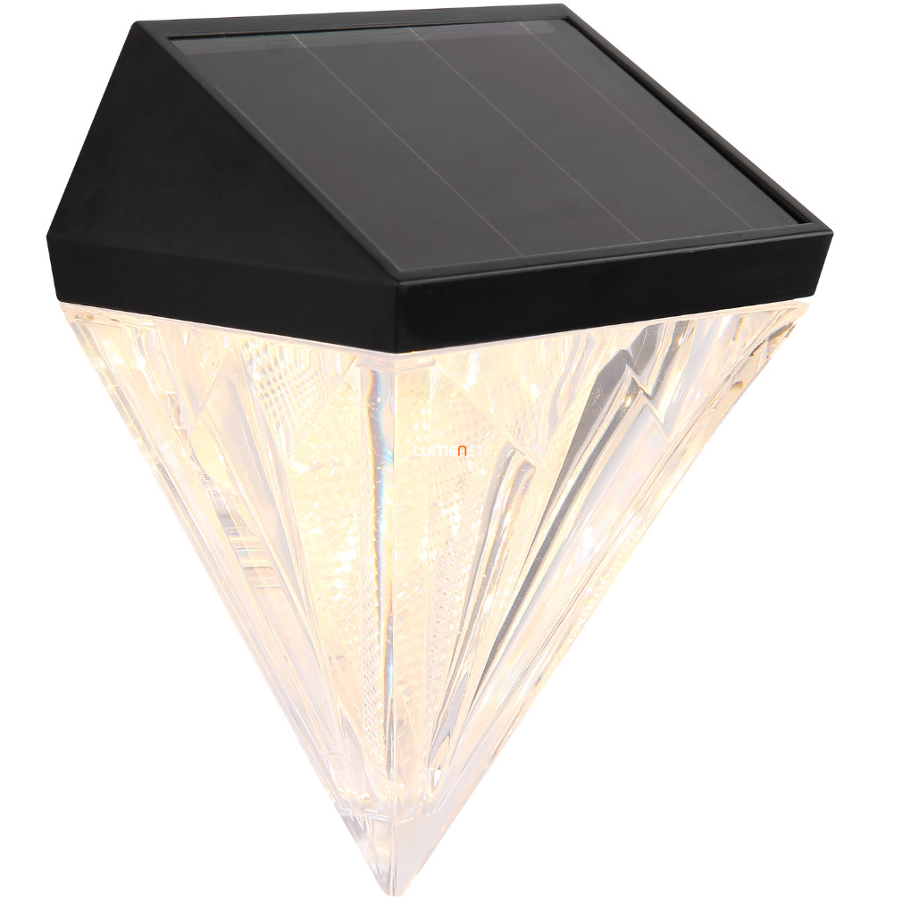 Kültéri napelemes kristály alakú fali LED lámpa, melegfehér, 2db/csomag (Solar)