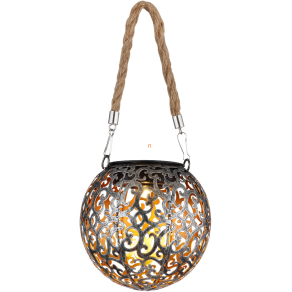   Kültéri napelemes LED gyertyás ornamentikus mintával, antikolt ezüst - Solar Globo 36744