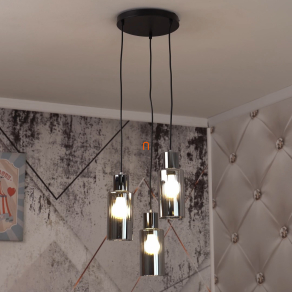   Függesztett lámpa 3 foglalattal, füstszínű üveg - Lidaria Globo 15708-3H