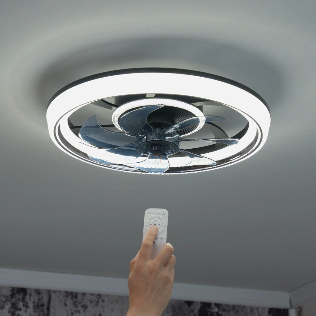 Szabályozható ventilátoros mennyezeti LED lámpa távirányítóval - Cirilla Globo 03644