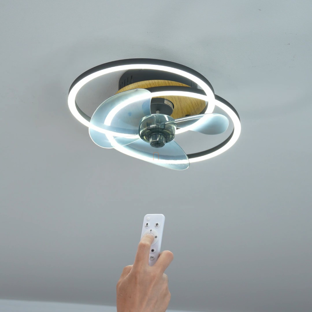 Szabályozható ventilátoros mennyezeti LED lámpa távirányítóval, dupla gyűrűs - Karen Globo 03661