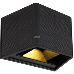   Kültéri napelemes le/fel világító fali lámpa, melegfehér, fekete - Solar Globo 36495