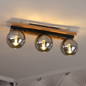   Füstszínű mennyezeti lámpa 3 foglalattal - Conni Globo 15569-3DW