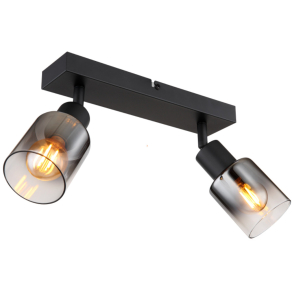   Füstszínű spot lámpa 2 foglalattal - Hubertus Globo 54308-2