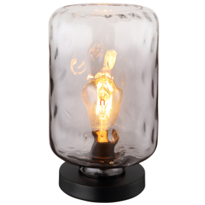   Asztali hangulatlámpa füstös árnyalatban, üveg, 32 cm - Darina Globo 16046TS - színátmenetes, billenőkapcsolós, 1xE27 foglalattal, 230 V