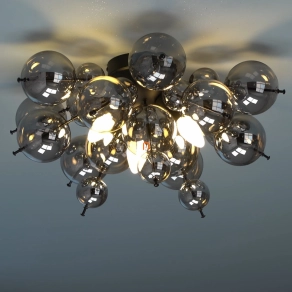   Mennyezeti lámpa füstszínű üveggömbökkel - Udo Globo 15633DS