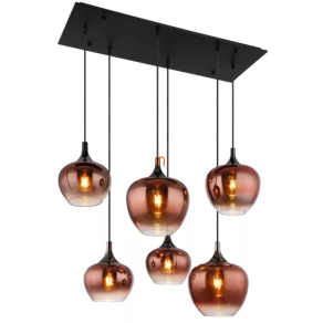   Mennyezeti üveg lámpa vörösréz árnyalatokban, 6 foglalattal - Maxy Globo 15548-6HG