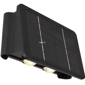   Kültéri napelemes le/fel világító fali lámpa, melegfehér, fekete színben - Solar Globo 36496