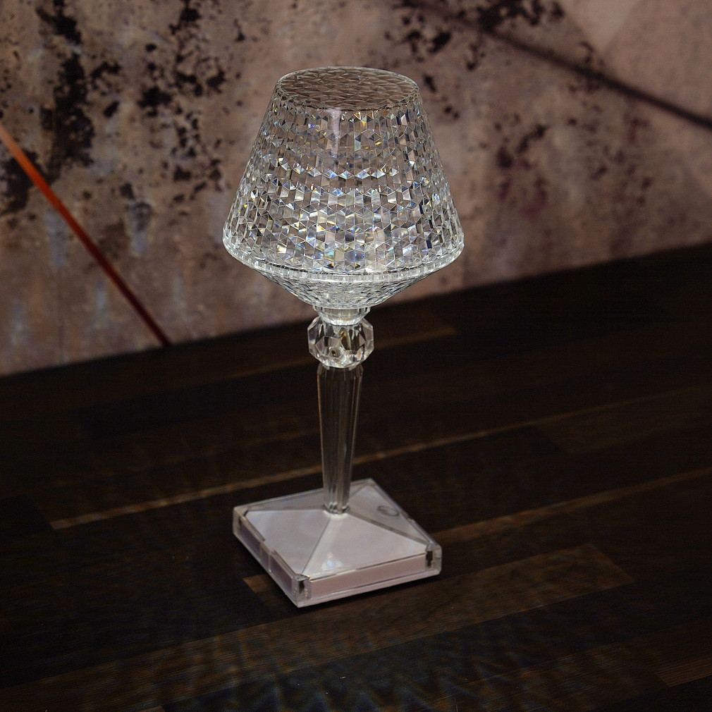 Szabályozható asztali kristály lámpa, 21 cm, hidegfehér-melegfehér (Gixi)