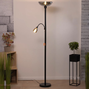   Állólámpa olvasókarral, 178 cm - Blade Globo-58903, billenő kapcsoló, üveg, 1xE27 foglalattal, 230 V