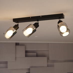   Spot lámpa 3 foglalattal füstszínű üveg - Hubertus Globo 54308-3