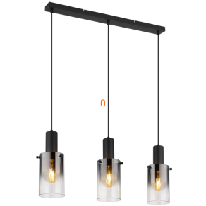   Füstszínű függesztett lámpa 3 foglalattal, üveg - Florentina Globo 15907-3H