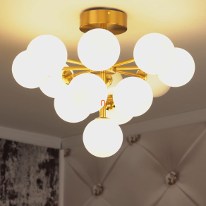   Üveggömbös mennyezeti lámpa matt arany-opál színben - Grappy Globo 56143-13GD