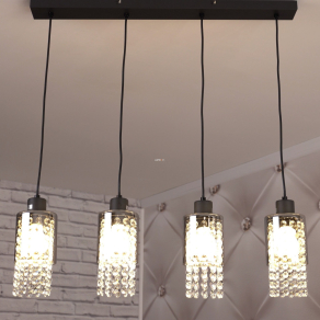   Függesztett üveg lámpa kristály láncokkal, 4 foglalattal - Backey Globo 15799-4H