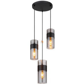   Függesztett lámpa 3 foglalattal, fekete-füstszínű - Scarfina Globo 15718-3