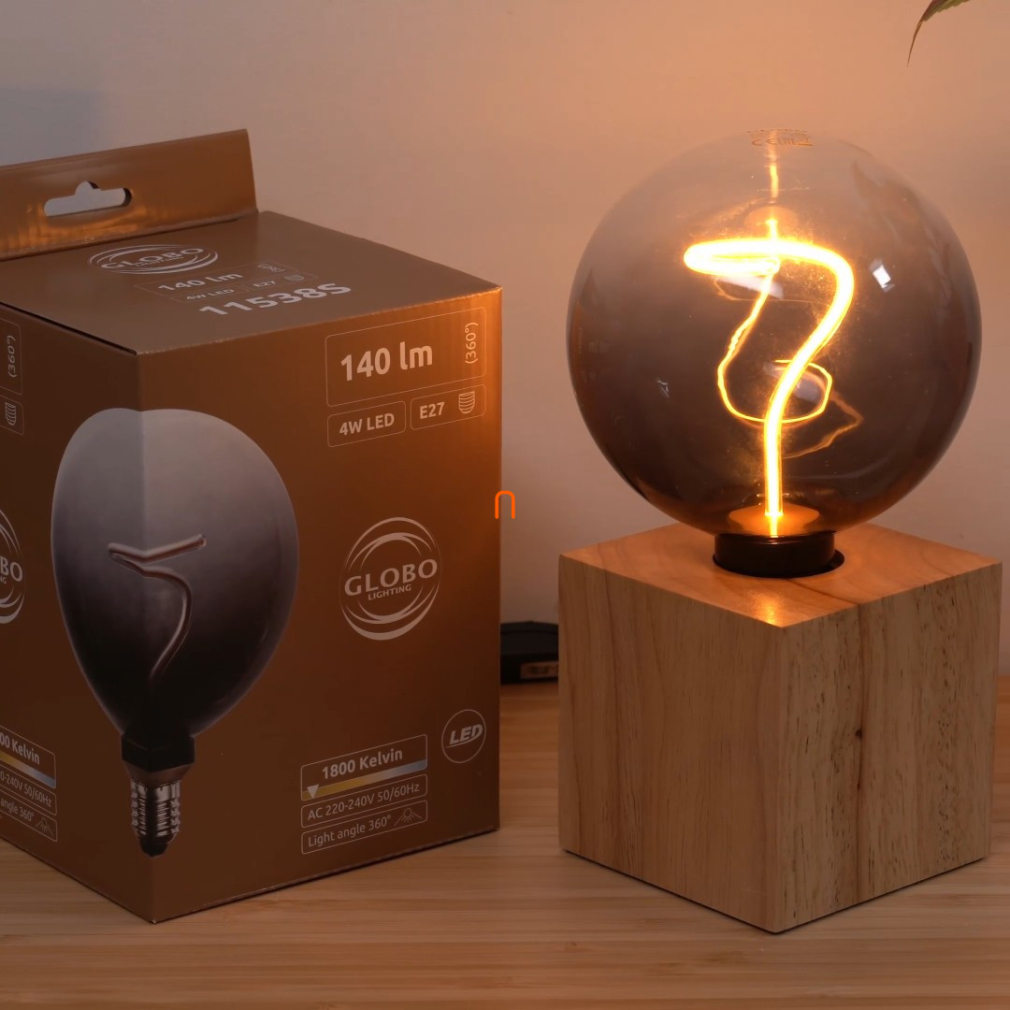 E27 LED dekor fényforrás, 4 W, 140 lm, 1800 K, színátmenetes füstszínű üveg