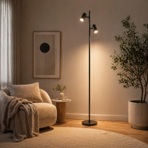   Állólámpa matt szürke színben, 158 cm - James Globo 57918S, talpkapcsoló, 2xGU10 foglalattal, 230 V