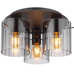   Mennyezeti lámpa barázdált üveg burával, 3 foglalattal - Tulivar Globo 15904-3D