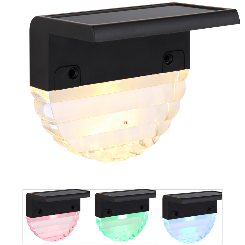 Kültéri napelemes fali RGB LED lámpa, melegfehér, 2db/csomag (Solar)