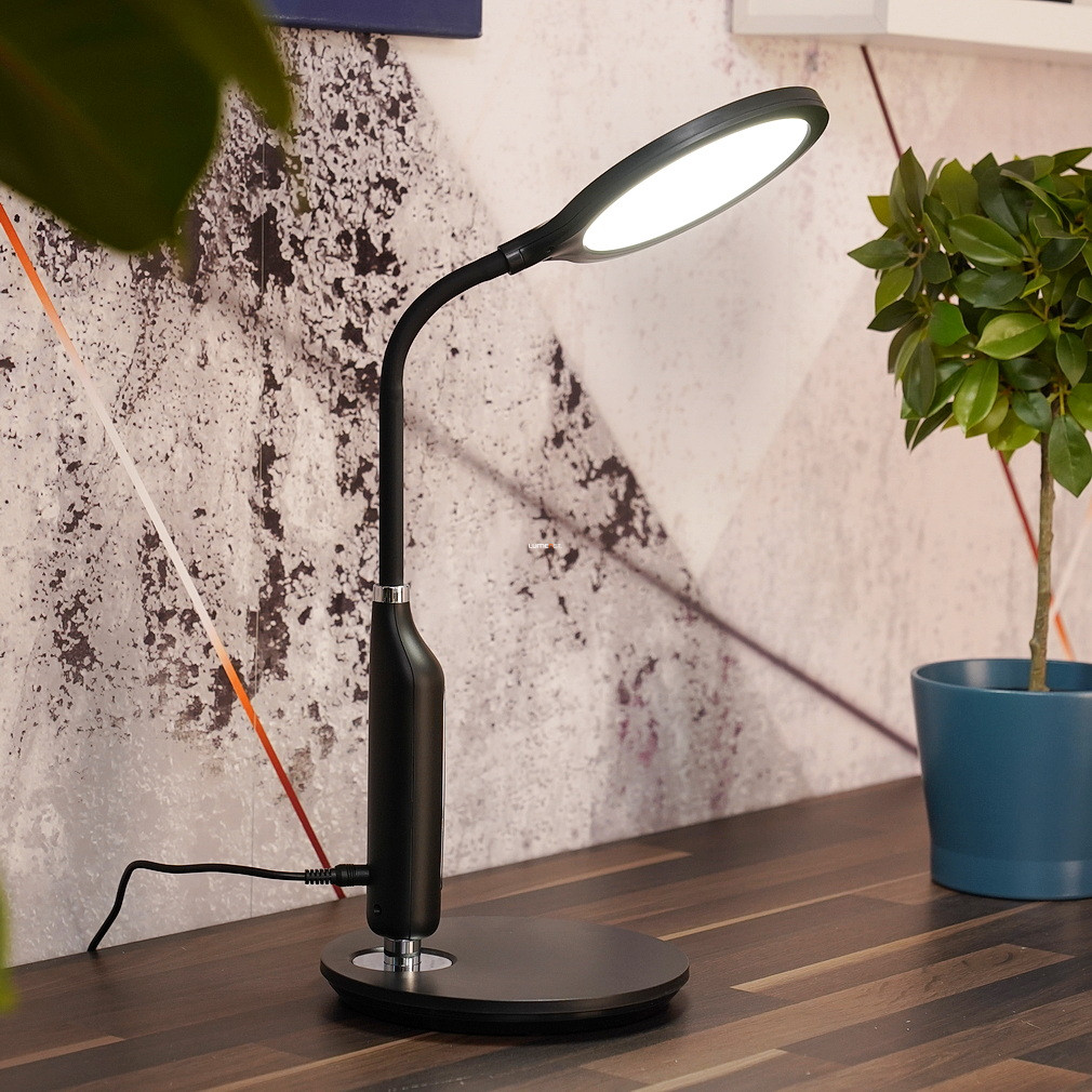 Szabályozható asztali LED lámpa matt fekete színben, hidegfehér-melegfehér (Fruggy)