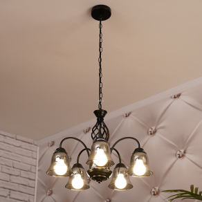   Öt karos csillár füstszínű üveg búrákkal - Gonny Globo 60298-5H