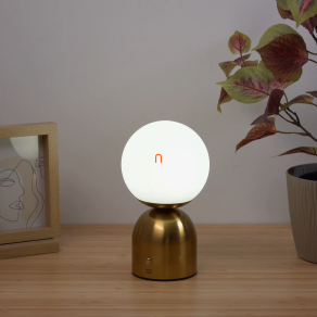   Szabályozható asztali lámpa arany-opál színben 21 cm - Julsy Globo 21006M, akkumulátoros, tölthető, hordozható, dimmelhető, 0.5 méretes kábellel, 2700-6500-4000 K, 189 lm, 2,5 W, 5 V