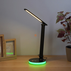   Szabályozható asztali LED lámpa színes talapat világítással 50 cm - Geraldo Globo 58445B, USB kábellel, 1.2 méretes kábellel, 2700-6500-4000 K, 538 lm, 5 W, 230 V