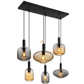   Függesztett lámpa 6 foglalattal, különböző burákkal - Valletta Globo 15719-6