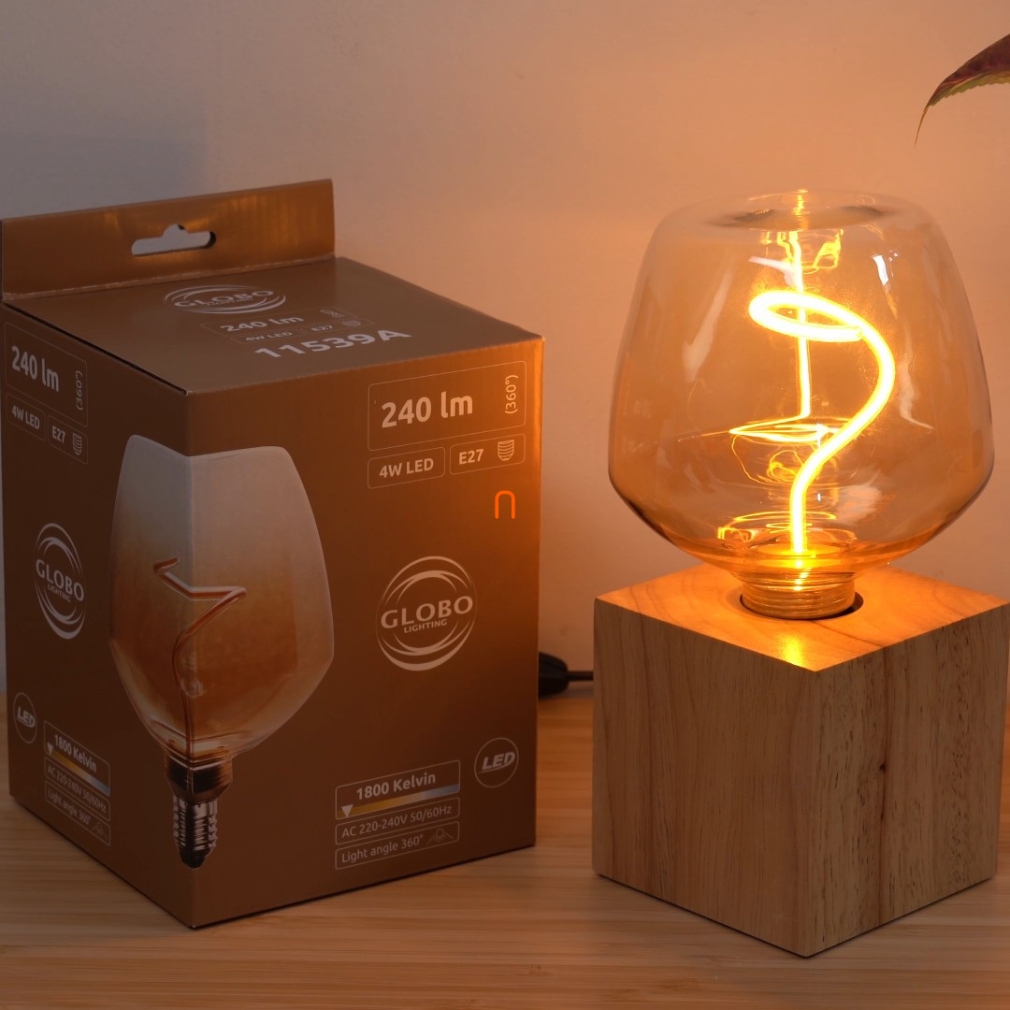 E27 LED dekor fényforrás, 4 W, 240 lm, 1800 K, színátmenetes borostyán üveg, 16,3x12,3 cm