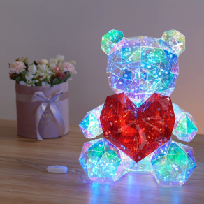 Hologramos LED maci szívvel, 32 cm - Brondar Globo 28058