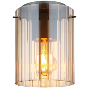   Mennyezeti lámpa barázdált üveg burával, borostyán színben - Tulivar Globo 15904DA