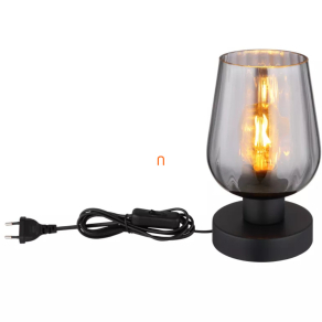   Füstszínű éjjeli lámpa, 22 cm - Ryan Globo 15627T - billenőkapcsolós, 1xE27 foglalattal, 230 V
