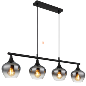   Függesztett üveg lámpa füstszínű árnyalatokban, 4 foglalattal - Maxy Globo 15548-4H1