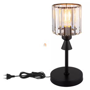   Asztali lámpa prizma kristály búrával, 34 cm - Jordana Globo 15742T - csiszolt üveg,  billenőkapcsolós, 1xE27 foglalattal, 230 V