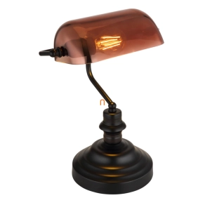   Banklámpa vörösréz árnyalatban, 36 cm - Antique Globo 2491C - billenőkapcsolós, 1xE27 foglalattal, 230 V