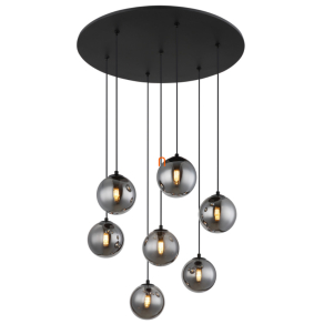   Füstszínű függesztett lámpa üveggöm búrákkal - Riha Globo 56133-7H