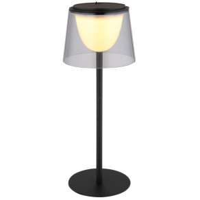   Érintőkapcsolós asztali LED lámpa, 34 cm, tölthető, füstszínű - Mariam Globo 58462S - szabályozható fényerősség, 3000 K, 150 lm, 1,8 W, 0.8 méteres kábel, akkumulátoros